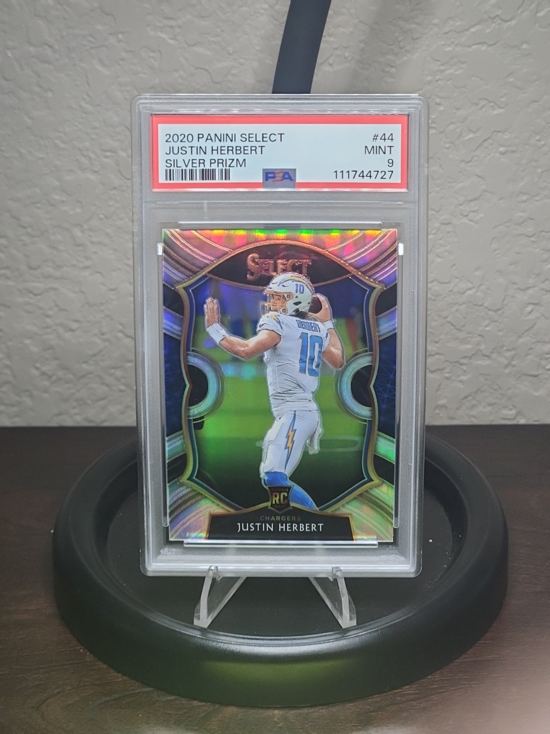 2020 Panini Select Silver Prizm #44 Justin Herbert RC Rookie PSA 9
