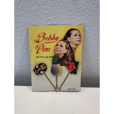 VINTAGE NEW 60's Hand Painted Hair Bobby Pins On Card  Movie  Prop
