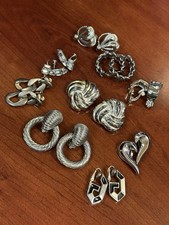 Lote De 9 Pendientes Clip Para N Vintage Tono Plata F.O.  Givenchy