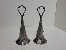 Pair Silverplate Tussie Mussie Flower Holder Posey Bridal Wedding Gift Lot of 2