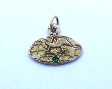 ANHEUSER BUSCH 10k Yellow Gold "A" Eagle Green Stone Pendant Charm Budweiser CTO