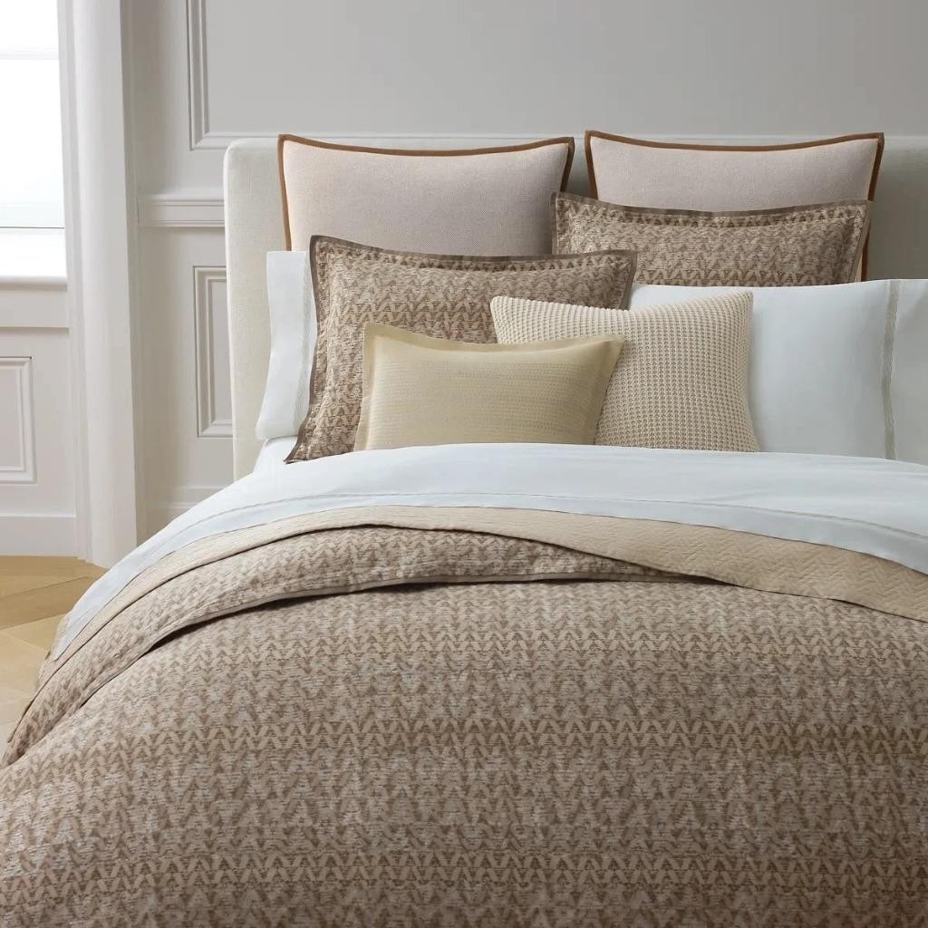RALPH LAUREN Sierra Tan Chevron 3PC FULL/ QUEEN COMFORTER SET