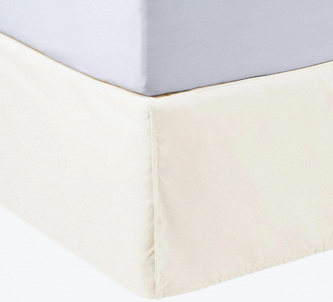 Falda de cama plisada ligera Amazon Basics para colchón Queen, blanco roto