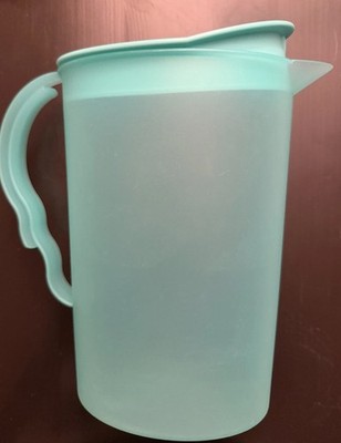 Vintage Tupperware Plastic Aqua Pitcher Jug  w Lid  2.1 L Seafoam Green 