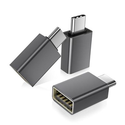  USB C to USB Adapter 3 Pack,USBC Male to A Female 3.0 OTG MacBook Pro/Air Gray