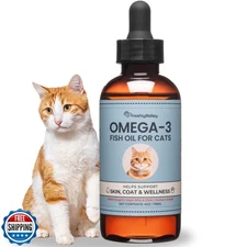 Omega 3 Fish Oil for Cats - Promotes Healthy Skin, Shiny Coat, and Strong Joi