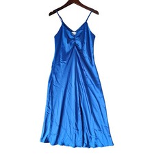 Tahari Arthur S. Levine Royal Blue Satin Slip Midi Cocktail Party Y2K Dress M