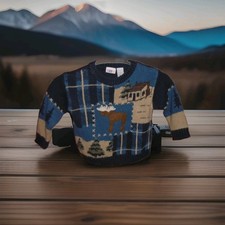 KRU VINTAGE BOYS SWEATER MOOSE THEMED USA SIZE 3T