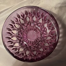 vintage purple or amethyst cut glass With Frosted Drops decorative bowl France