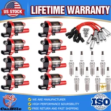 8XUF742 Ignition Coil & Spark Plug & Wire Kit For Chevy Silverado 1500 GMC Yukon