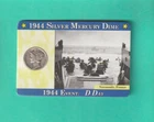 1944 SILVER MERCURY DIME IN TIMELINE CARD OF D-DAY NORMANDY FRANCE