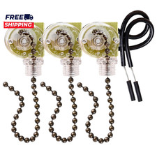3 Pack Ceiling Fan Pull Chain Switch Zing Ear ZE-109 Two-Wire Light Switch Contr