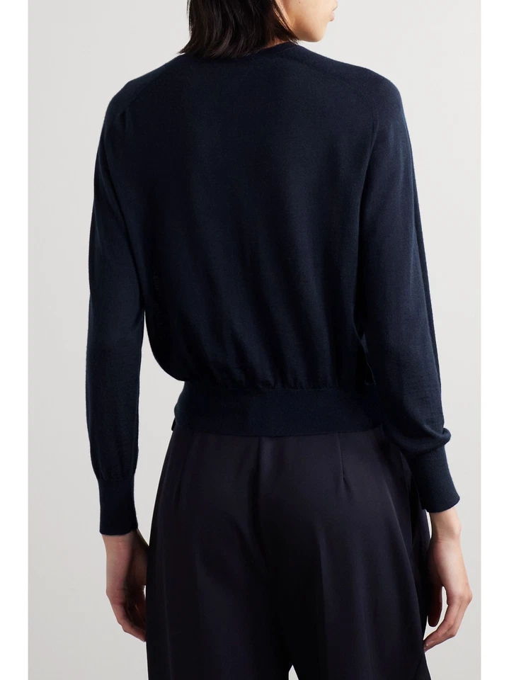 THE ROW navy 100% cashmere fine-knit Elmira sweater L - Image 2 of 2