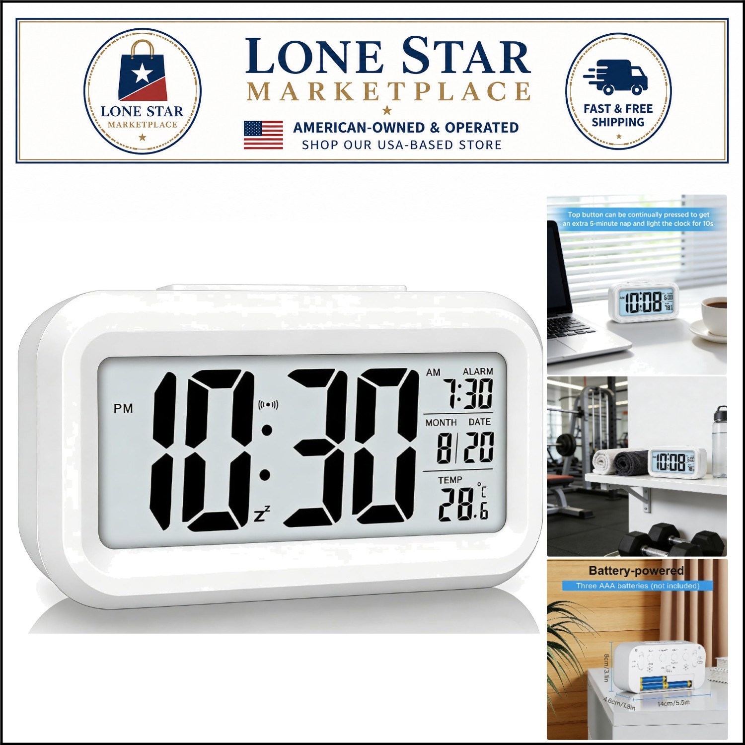 Modern Kids-Friendly Digital Alarm Clock - Extra Loud with Adjustable Brightness
