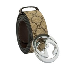 Gucci Guccissima Leather Double Silver G Buckle Belt US 38 IT 95