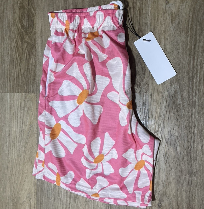 Eric Emanuel Men's Sports Floral Swim Shorts Pink/White/Orange XS Drawstring