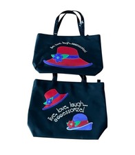 Red Hatters Nylon Bags Lot of 2 Black Red Purple Live Love Laugh Accessorize Zip