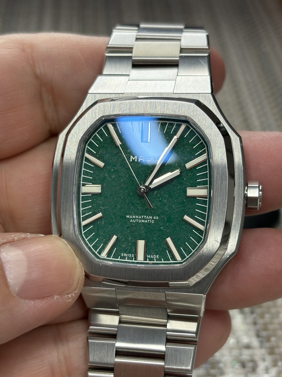 Maen Manhattan 40 Automatic Green JADE Stone Dial. Limited Edition