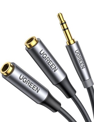 UGREEN Headphone Splitter 3.5mm Aux 2 Female to 1 Male Audio Y black