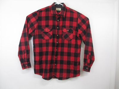 #ad Sears Vintage 1980s Buffalo Check Shirt Mens Large Excellent Condition Red Black $24.95