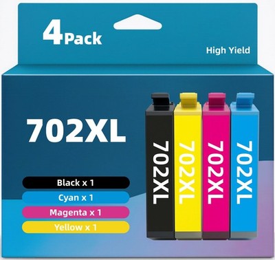 4PK 702XL T702XL Ink Cartridges compatible with Epson WF-3720 WF-3730 WF-3733