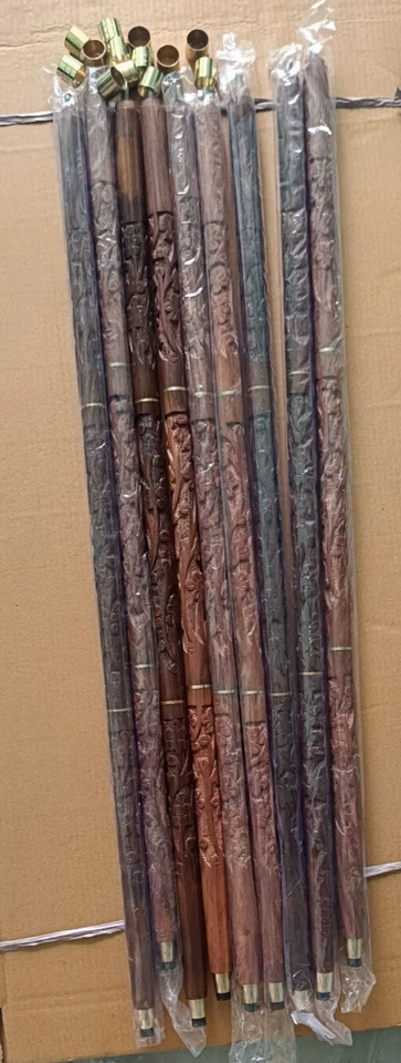 Juego de 9 bastones de varilla vintage con estilo diseñador solo madera regalo para caminar Foto 3 de 4