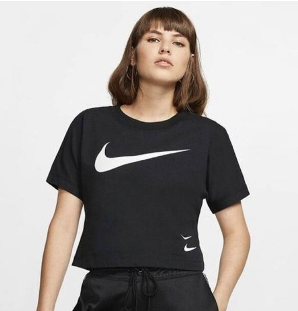 Nike Women Swoosh Crop Top T-shirt blue/green Sz L