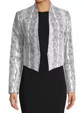 NEW $1095 Alice + Olivia Size S Small Harvey Mesh Snake Leather Cropped Jacket