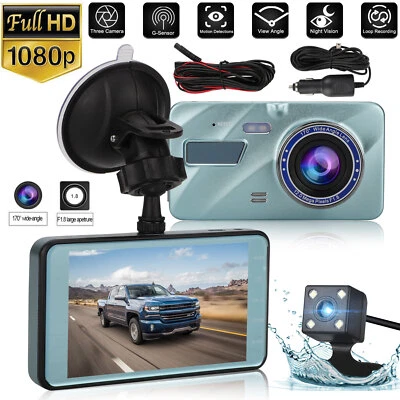 PARTSDOM HD 1080P Car Dual Lens Dash Cam 4" DVR Recorder Front & Rear Camera Night Vision