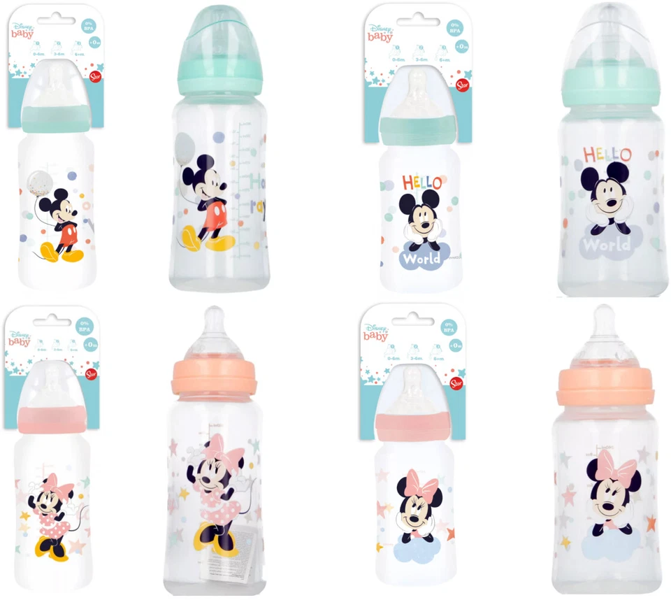 STOR, S.L. Disney Baby Milchflasche Trinkflasche 0-6 Monate BPA FREI Minnie Mouse Mickey ☆