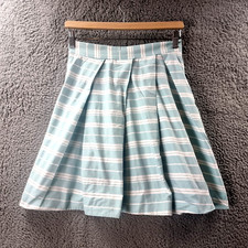 Vintage CUE Womens Skirt Size 8 Green White Stripe A-line