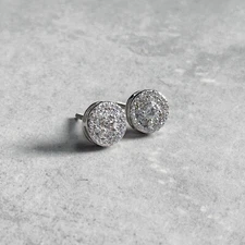 9mm Round Moissanite Cluster Earrings, 0.67ct Diamond Studs