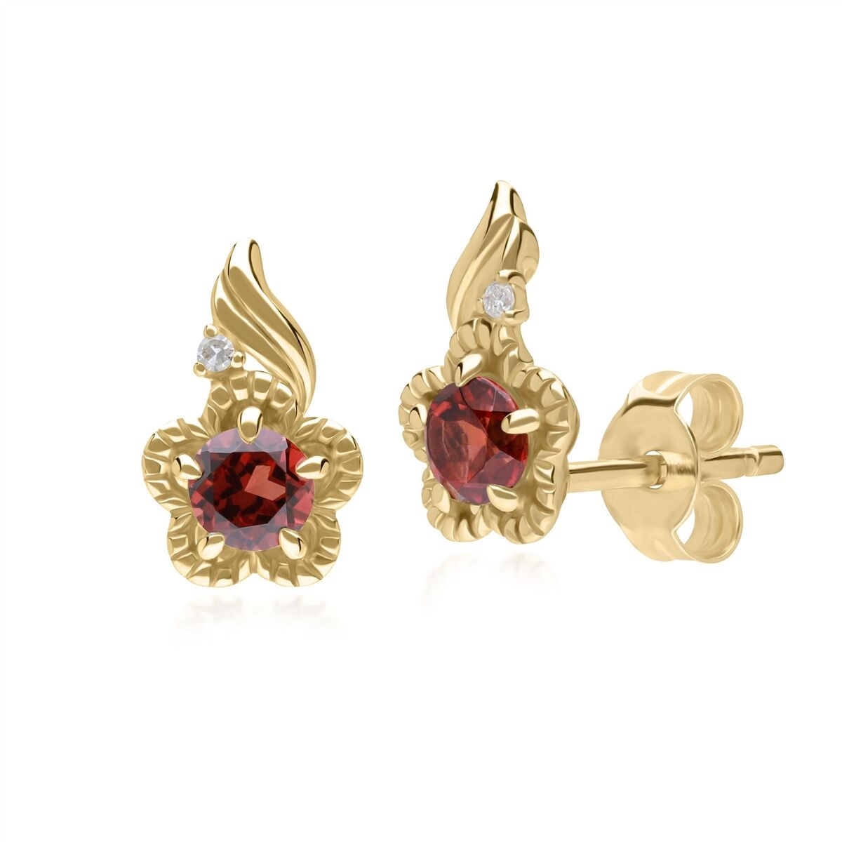 9ct Garnet & Diamond earrings 9ct Garnet & Diamond earrings