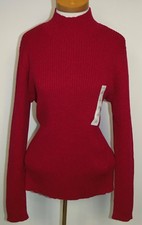 New Studio Works Sweater Red Glittery Long Sleeve Mock Neck Top Petite Large