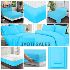 100 Cotton 1000 Thread Count Aqua Blue Solid Choose Sheets OR Duvet Covers