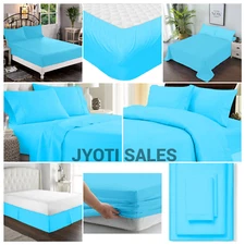 100% Cotton 1200 Thread Count Aqua Blue Solid Choose Sheets OR Duvet Covers