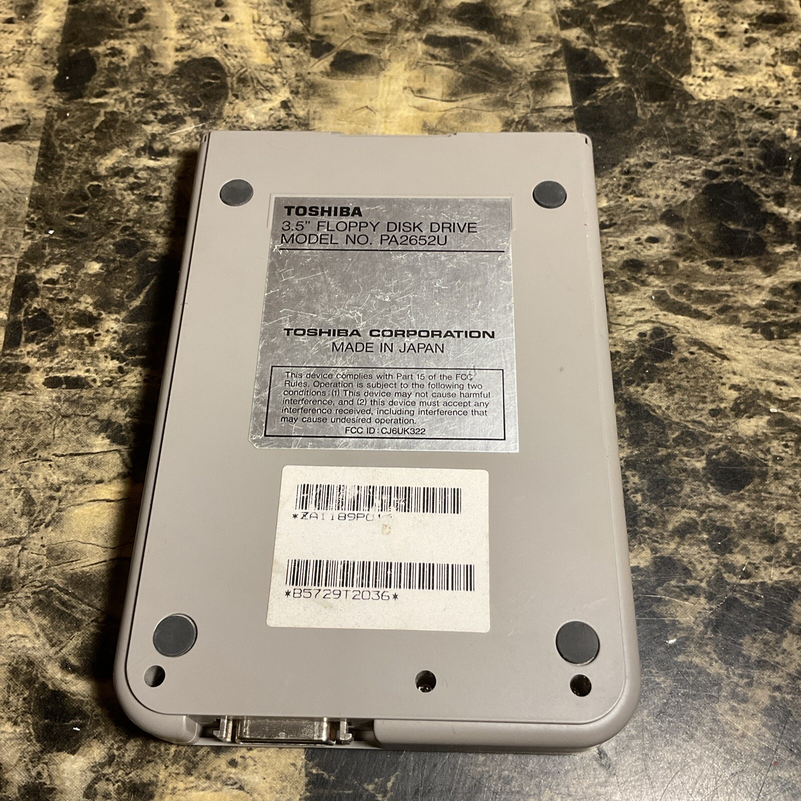 Vtg Toshiba 3.5 External Floppy Disk Drive PA2652U 1.44 MB + Cable - For Laptops