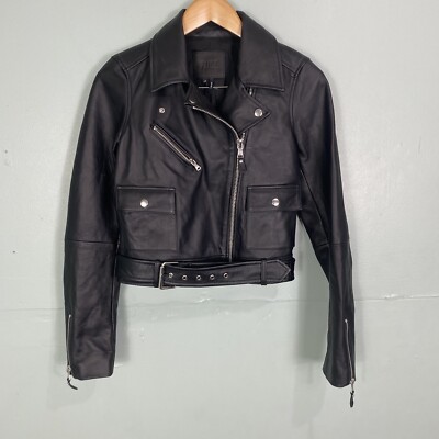 Paige Demetra Leather Moto Jacket Sz XS