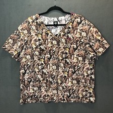 Med Couture Scrub Top Womens 3XL Camouflage  Pink Pullover Short Sleeve Stretch