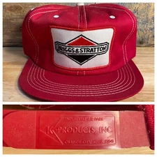 Vintage K-Products Briggs & Stratton Snapback Red Hat Farm Work Patch Engine Cap
