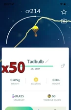 50x Tadbulb Pokemon Bundle !! Good Chance of Lucky and Good IVs !! Go