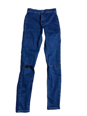 Topshop Women Blue Denim Skinny Fit Dark Wash Jeans