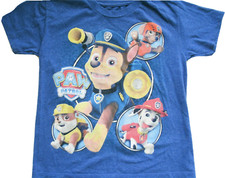 Paw Patrol Boys T-Shirt Blue Short Sleeves Size XS Chase Rubble Marshall Zuma