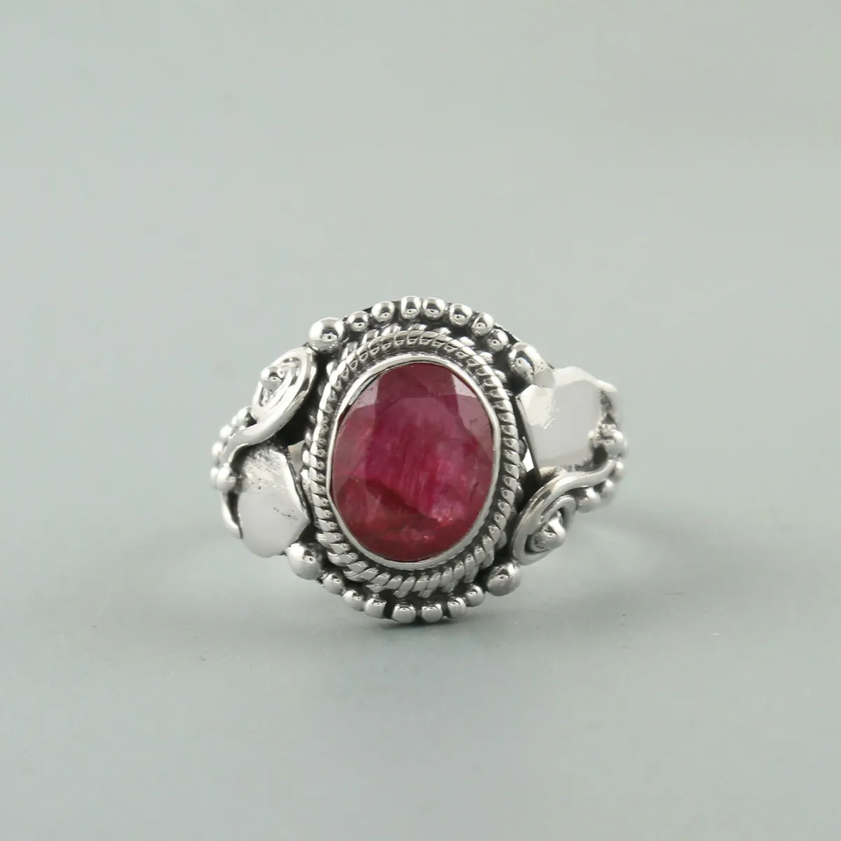 Handmade Oval Ruby Stone Women's Ring | SilverDesignHouse