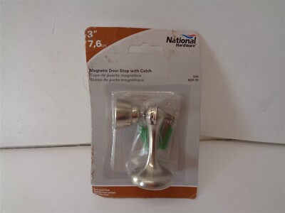 Qty = 2: National Hardware Magnetic Door Stop w Catch 3'', P/N N328-195, V244