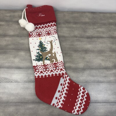 Pottery Barn Kids Reindeer Heirloom Knit Christmas Stocking Monogrammed  Mom 