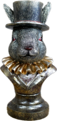 Dapper Rabbit Wearing Top Hat Resin Bust Decorative Ornament | eBay UK