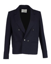 Ba&sh Double-breasted Coat In Navy Blue Viscose Intl