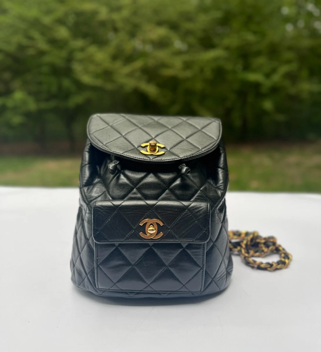 Chanel White Quilted Aged Leather Small Duma Backpack Bag