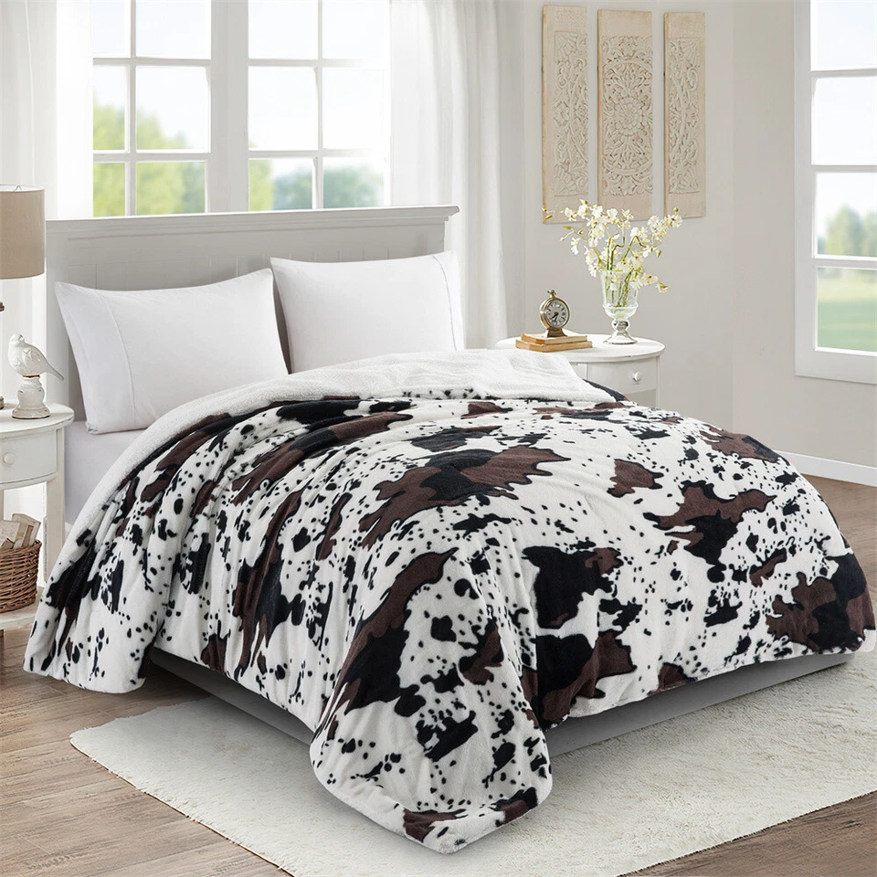 HST Soft Warm Thick Faux Fur with Sherpa Back Bed Blanket Queen Animal Print - Image 3 of 4